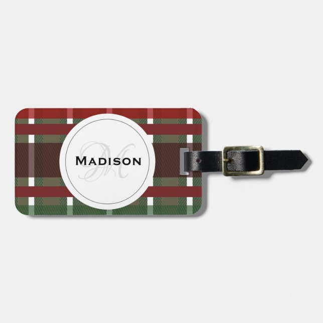 Minimalistischer Karierter Wein Burgandy Modernes  Gepäckanhänger (Vorderseite horizontal)