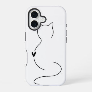 Minimalistischer Katzen-Linienkunst-Handyhülle – C iPhone 16 Hülle