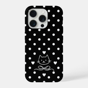 Minimalistischer Katzen-Punktedruck iPhone 15 Pro Hülle
