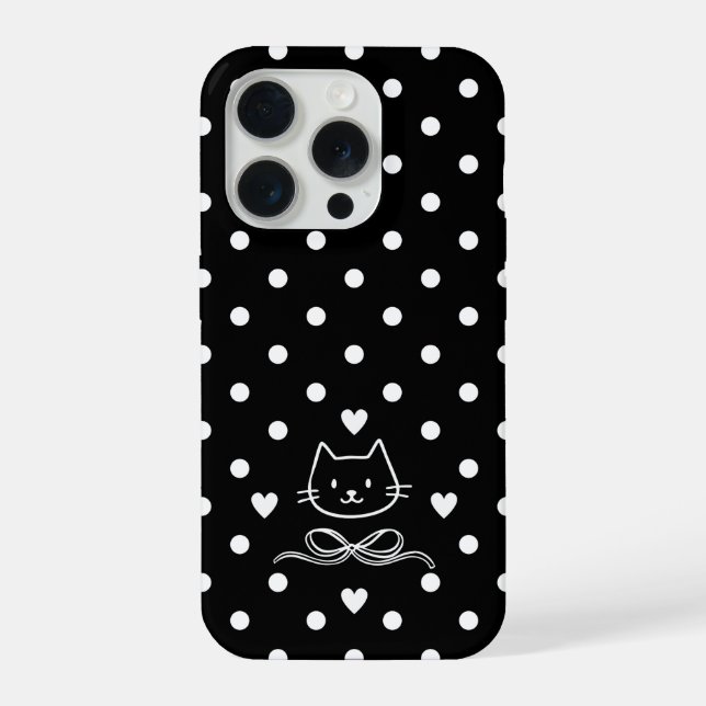 Minimalistischer Katzen-Punktedruck iPhone Hülle (Rückseite)