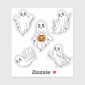 Minimalistischer Kawaii-Halloween-Geist-Kürbis-Eim Aufkleber