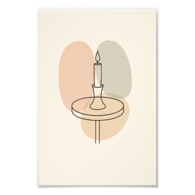 Minimalistischer Kerzen-Linienkunst-Poster Fotodruck (Vorne)