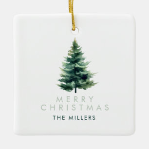 Minimalistischer Kiefernbaum Grüner Weihnachtsfeie Keramikornament