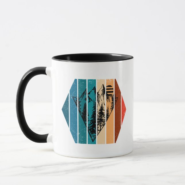 Minimalistischer Kiefernwald Vintag Tasse (Links)