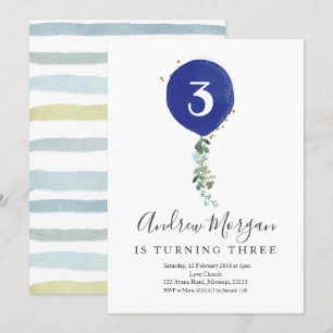 Minimalistischer Kinderballon Geburtstag für Junge Einladung