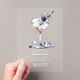 Minimalistischer klarer Gin-Cocktail-Junggesellinn Acryleinladungen