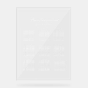 Minimalistischer klarer Sitzplan Weißer Text Acrylschild