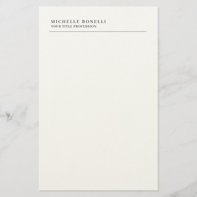 Minimalistischer Klassischer Einfacher Professione Briefpapier (Vorderseite)