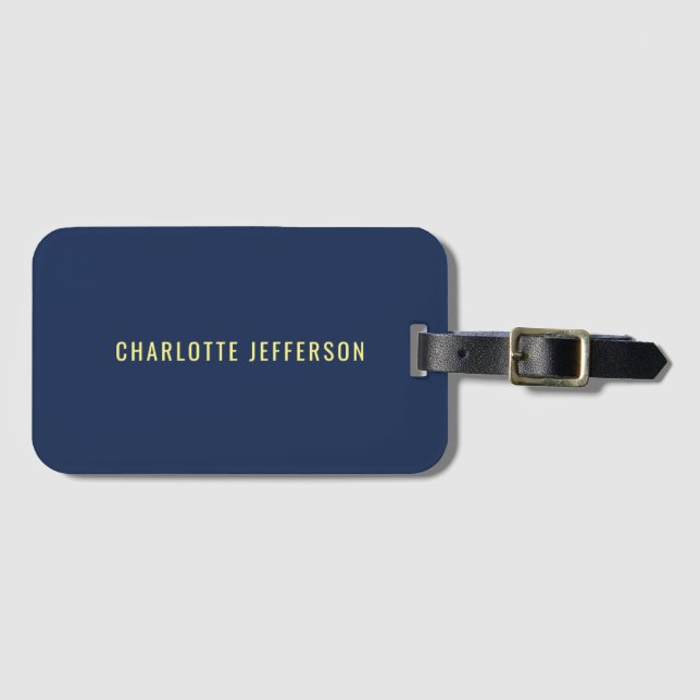 Minimalistischer Klassischer Professioneller Blau  Gepäckanhänger (Vorderseite (Horizontal))