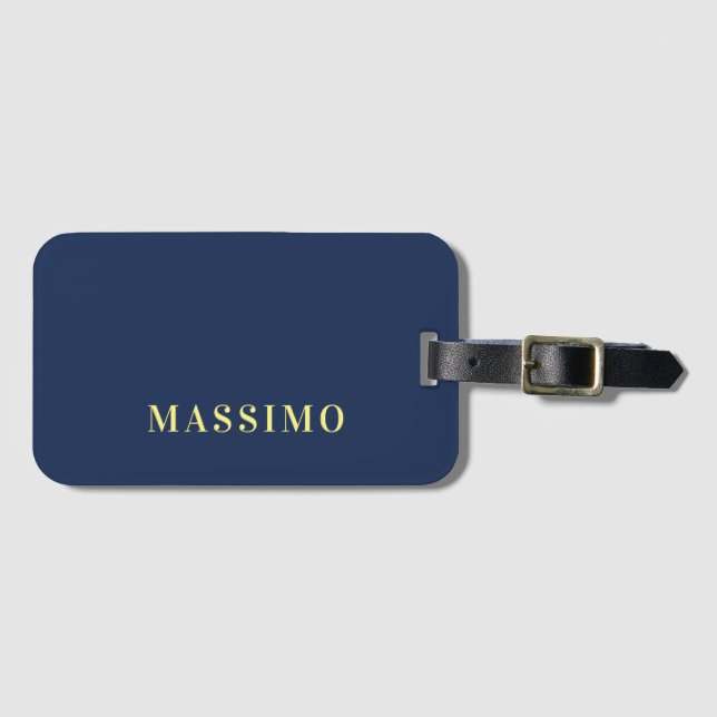 Minimalistischer Klassischer Professioneller Blau  Gepäckanhänger (Vorderseite (Horizontal))