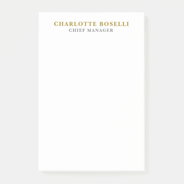 Minimalistischer Klassischer Professioneller Goldf Post-it Klebezettel (Vorderseite)