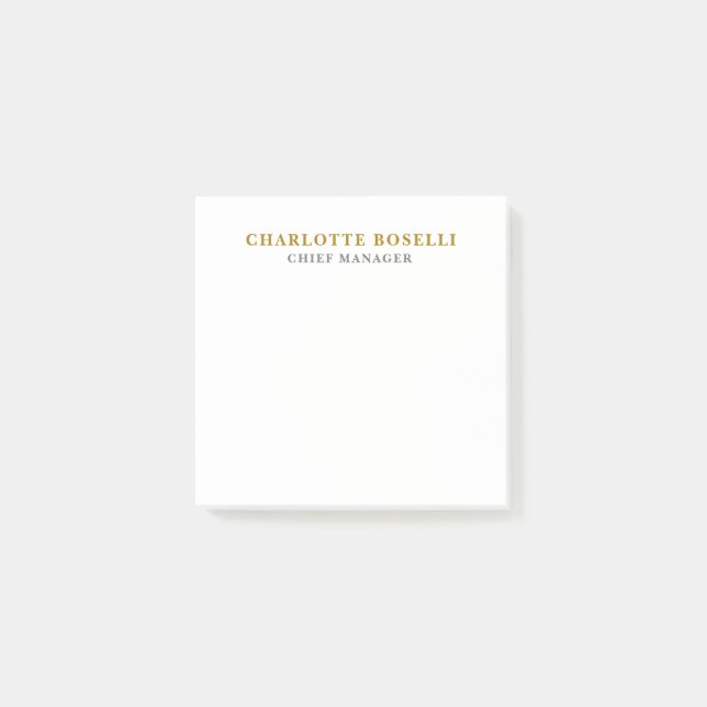 Minimalistischer Klassischer Professioneller Goldf Post-it Klebezettel (Vorderseite)