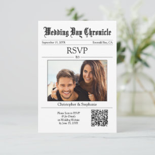 Minimalistischer klassischer QR-Code 1 Foto Weiße RSVP Karte