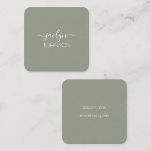 Minimalistischer, klassischer Sage Personalisierte Quadratische Visitenkarte