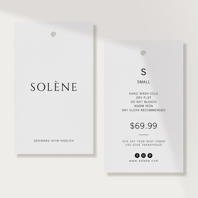 Minimalistischer Kleidungs Preis | Größe Hang Tag (Von Creator hochgeladen)