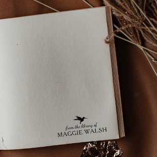 Minimalistischer Kolibri aus der Bibliothek, Buch Gummistempel