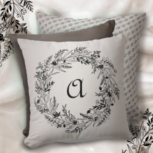 Minimalistischer Kranz Botanischer Buchstabe A Mon Kissen