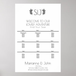 Minimalistischer Kranz Orna Hochzeits-Logo Sitzord Poster