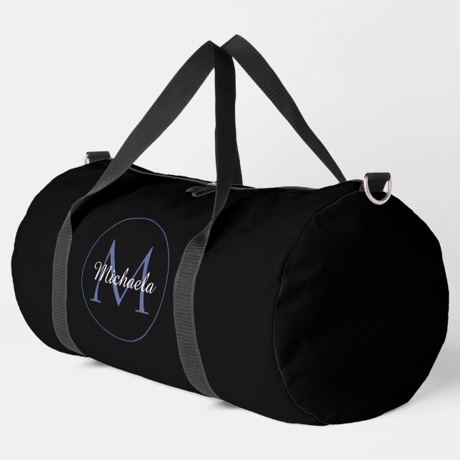 Minimalistischer Kreis moderner Monogramm-Anfangsn Duffle Bag (Linke Ecke)