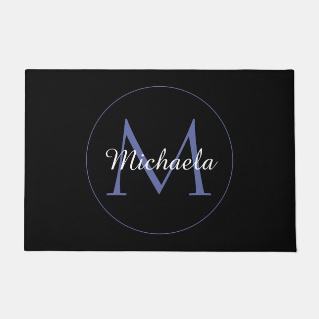 Minimalistischer Kreis moderner Monogramm-Anfangsn Fußmatte (Vorderseite)