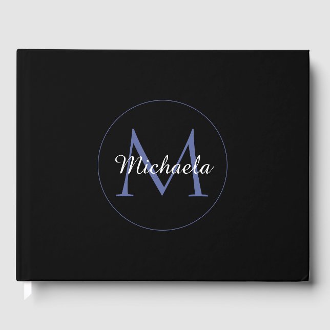 Minimalistischer Kreis moderner Monogramm-Anfangsn Gästebuch (Vorderseite)