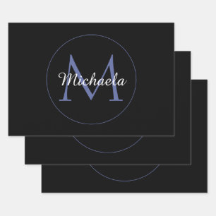 Minimalistischer Kreis moderner Monogramm-Anfangsn Geschenkpapier Set