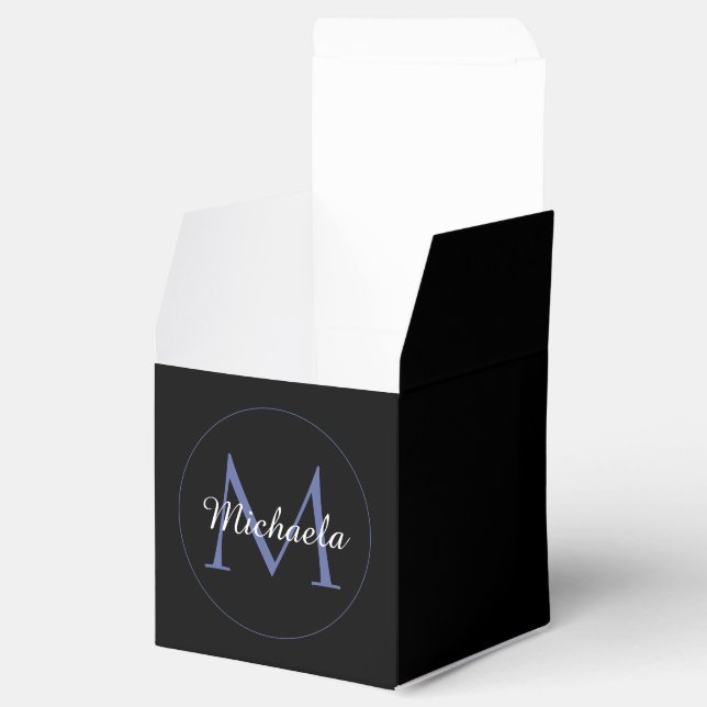 Minimalistischer Kreis moderner Monogramm-Anfangsn Geschenkschachtel (Geöffnet)