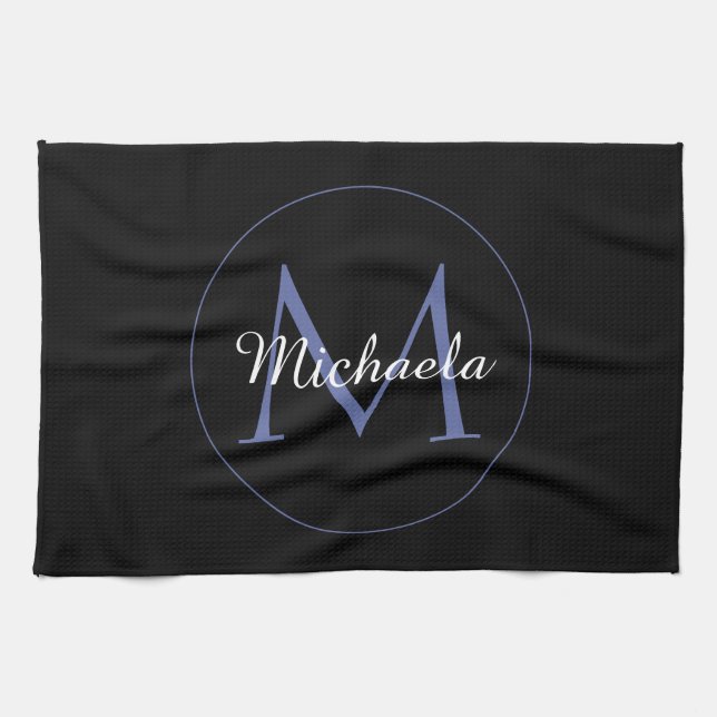 Minimalistischer Kreis moderner Monogramm-Anfangsn Geschirrtuch (Horizontal)