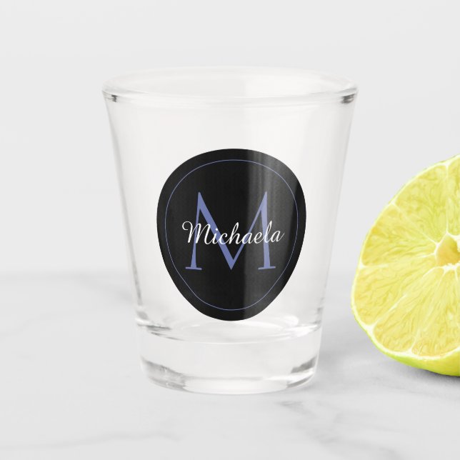 Minimalistischer Kreis moderner Monogramm-Anfangsn Schnapsglas (Vorderseite)