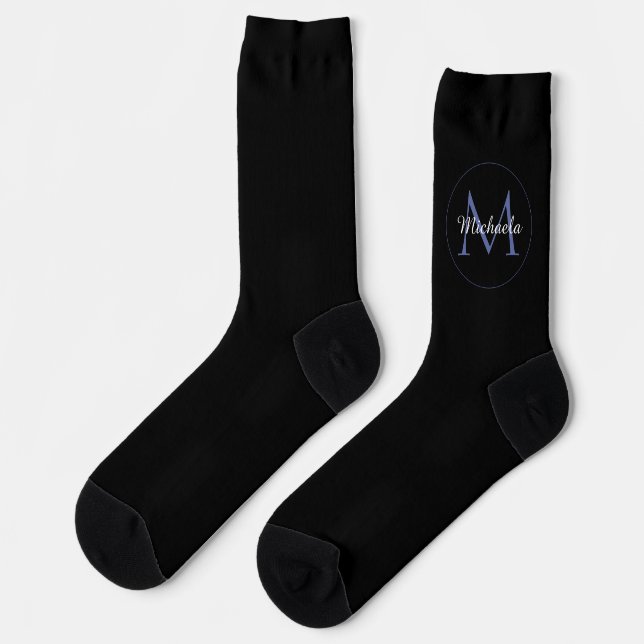 Minimalistischer Kreis moderner Monogramm-Anfangsn Socken (Linkes Detail)