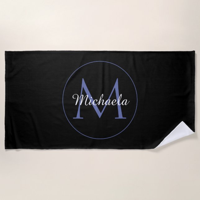 Minimalistischer Kreis moderner Monogramm-Anfangsn Strandtuch (Vorderseite)