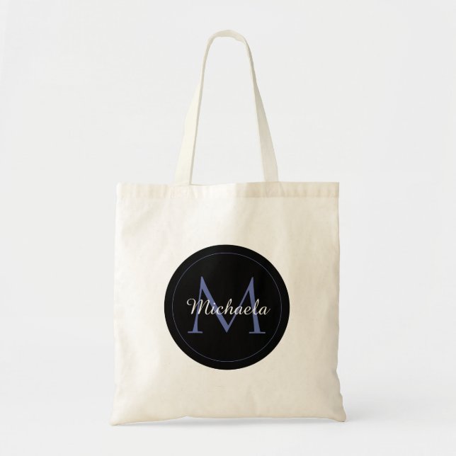 Minimalistischer Kreis moderner Monogramm-Anfangsn Tragetasche (Vorne)