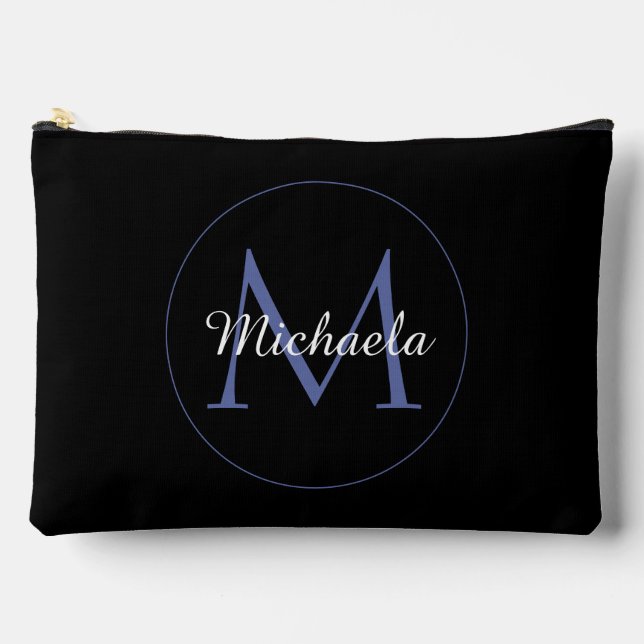 Minimalistischer Kreis moderner Monogramm-Anfangsn Zubehörtasche (Vorderseite)