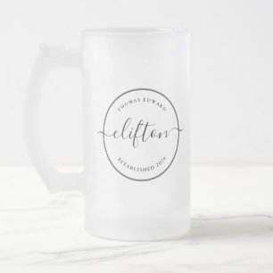 minimalistischer Kreis-Monogramm-Name Mattglas Bierglas