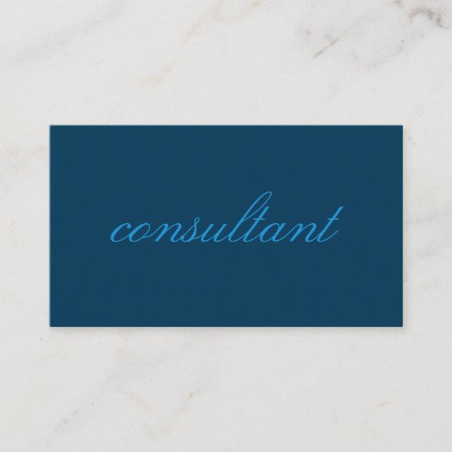 Minimalistischer kursiver Text | Blau Visitenkarte (Vorderseite)