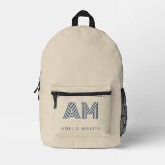 Minimalistischer, küstenblauer, personalisierter M Bedruckter Rucksack