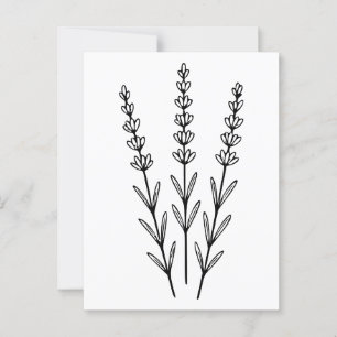 Minimalistischer Lavendel Sprigs Kunst, Dichtung u Postkarte