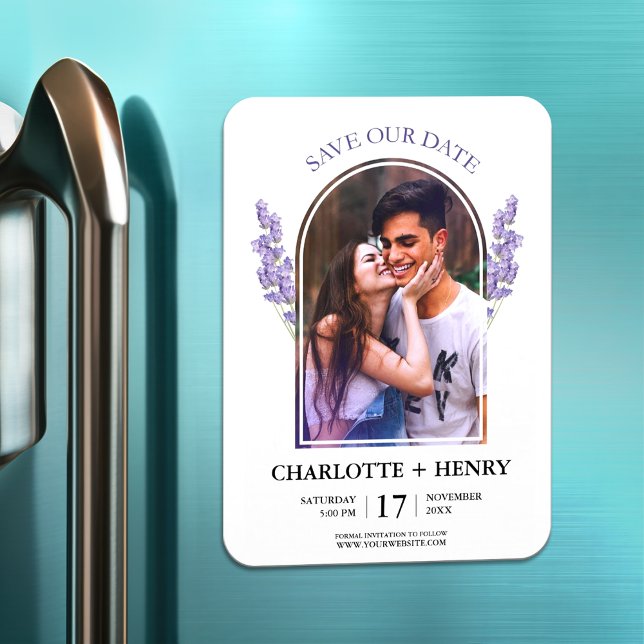 Minimalistischer LavenderWedding speichert das Dat Magnet (Von Creator hochgeladen)