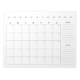 Minimalistischer leerer monatlicher Kalenderplaner Notizblock