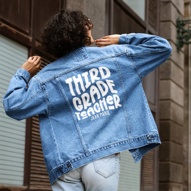 Minimalistischer Lehrer der dritten Klasse Jeansjacke (Von Creator hochgeladen)