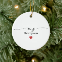Minimalistischer Lehrer-Name-Schmuck mit Herz