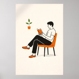 Minimalistischer Leser Illustrationsdruck, Moderne Poster