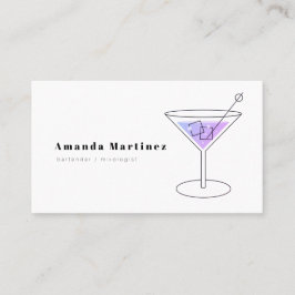 Minimalistischer Lila Cocktail-Barkeeper Mixologe Visitenkarte