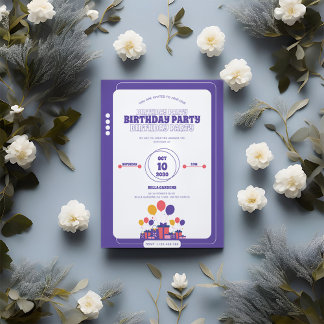 Minimalistischer Lila Geburtstag Einladung