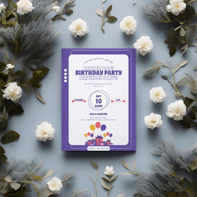 Minimalistischer Lila Geburtstag Einladung (Von Creator hochgeladen)