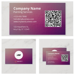 Minimalistischer lila Maler QR-Code Visitenkarte