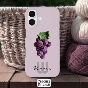 Minimalistischer Lila Oma Chic Crochet Name iPhone 16 Hülle