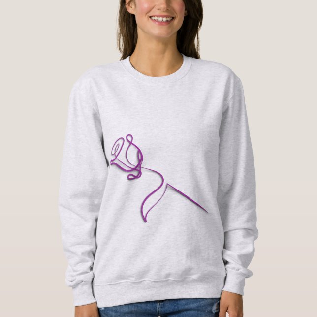 Minimalistischer lila Rosen-Sweatshirt Sweatshirt (Vorderseite)