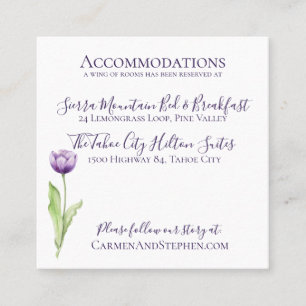 Minimalistischer Lila Single Tulip Wedding Detail Quadratische Visitenkarte