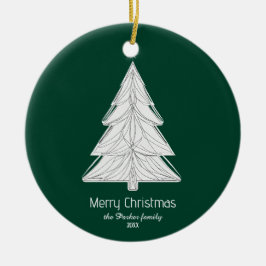 Minimalistischer Line-Art Weihnachtsbaum mit geome Keramik Ornament